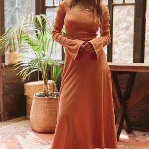 Free People Terracotta Long Sleeve Dress